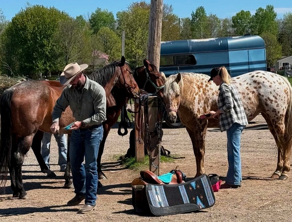 North Spur preparing horses and tack